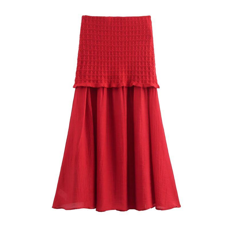 Araltay New Arrival Fashion Style Women's Clothing Fashion Horizontal Bra Laminated Decoration Outwear Patchwork Knitted Overskirt