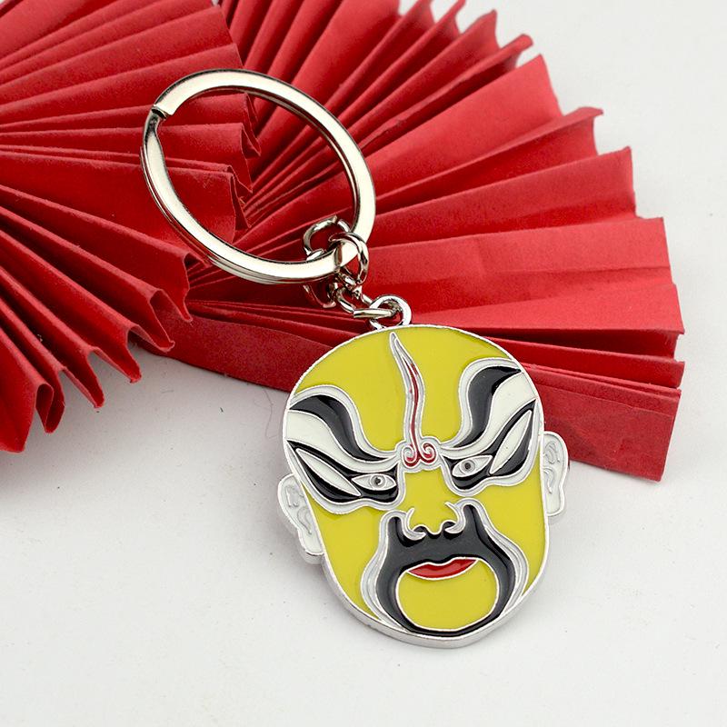 Customizable Peking Opera Face-Changing Keychain: Chinese Style Souvenir with Logo Engraving