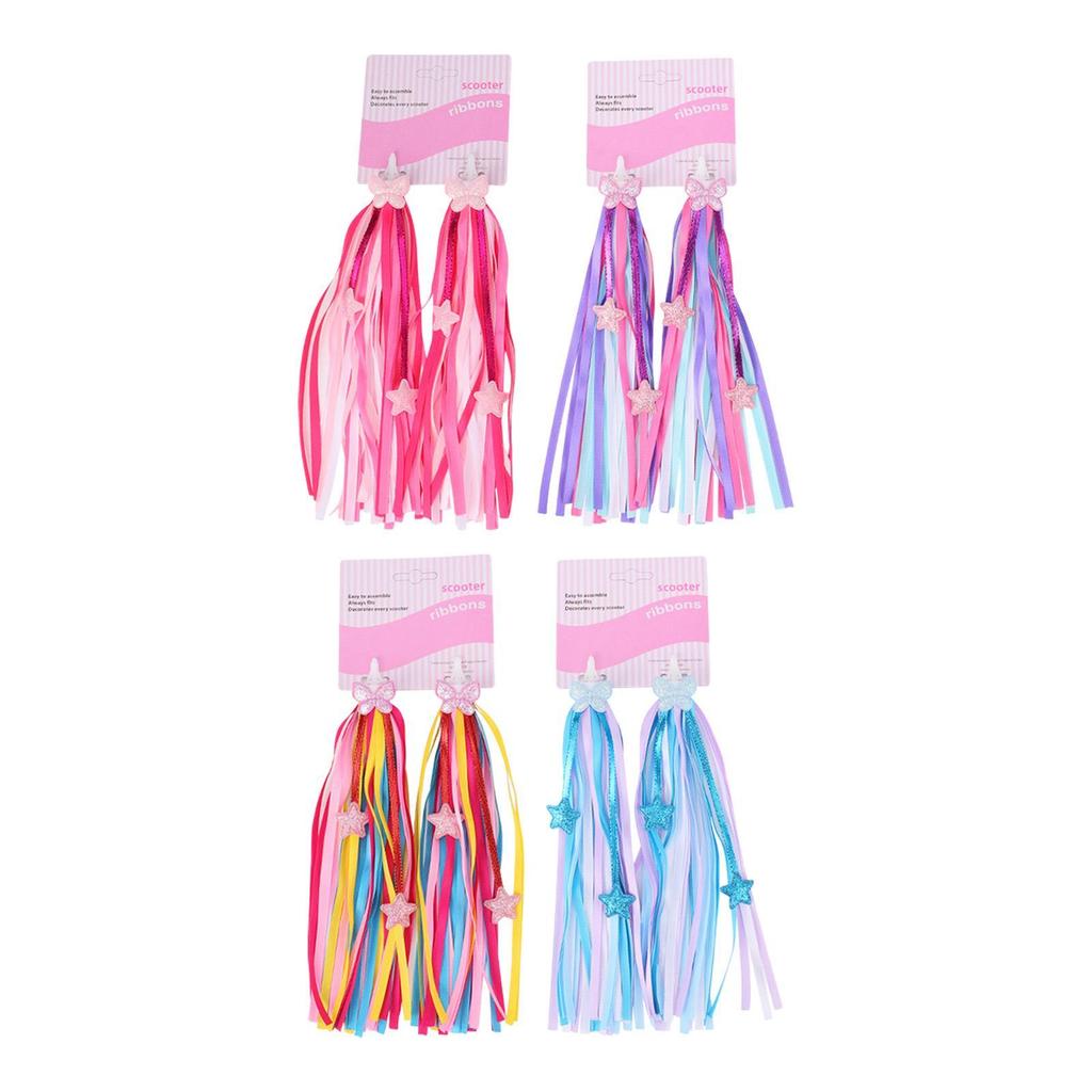 2Pcs Bicycle Grips Ribbon Length 25cm Kids Bike Handlebar Tassels Easy Attach