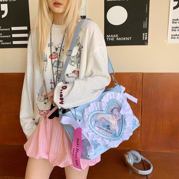 Sac Ita Cœur en Dentelle Anime Doux & Cool Épicé pour Femmes - Petit Sac Bandoulière/Épaule/Aisselle