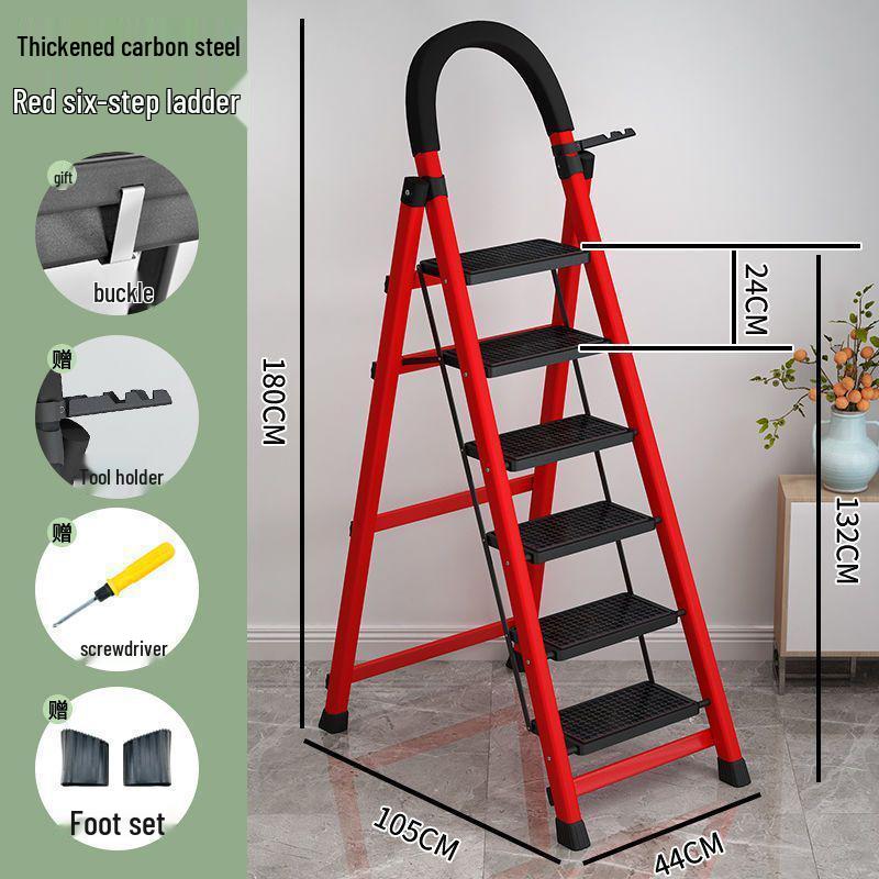 Fengrong Multi-Functional Telescopic A-Frame Step Ladder (Carbon Steel)