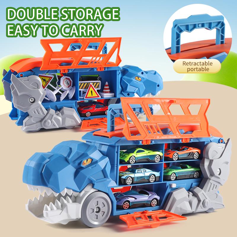 Dinosaur Morphed Track Ejection Car Toy Alloy Car Model Boy Morphed Glide Ejection Transport Puzzle Birthday Gift