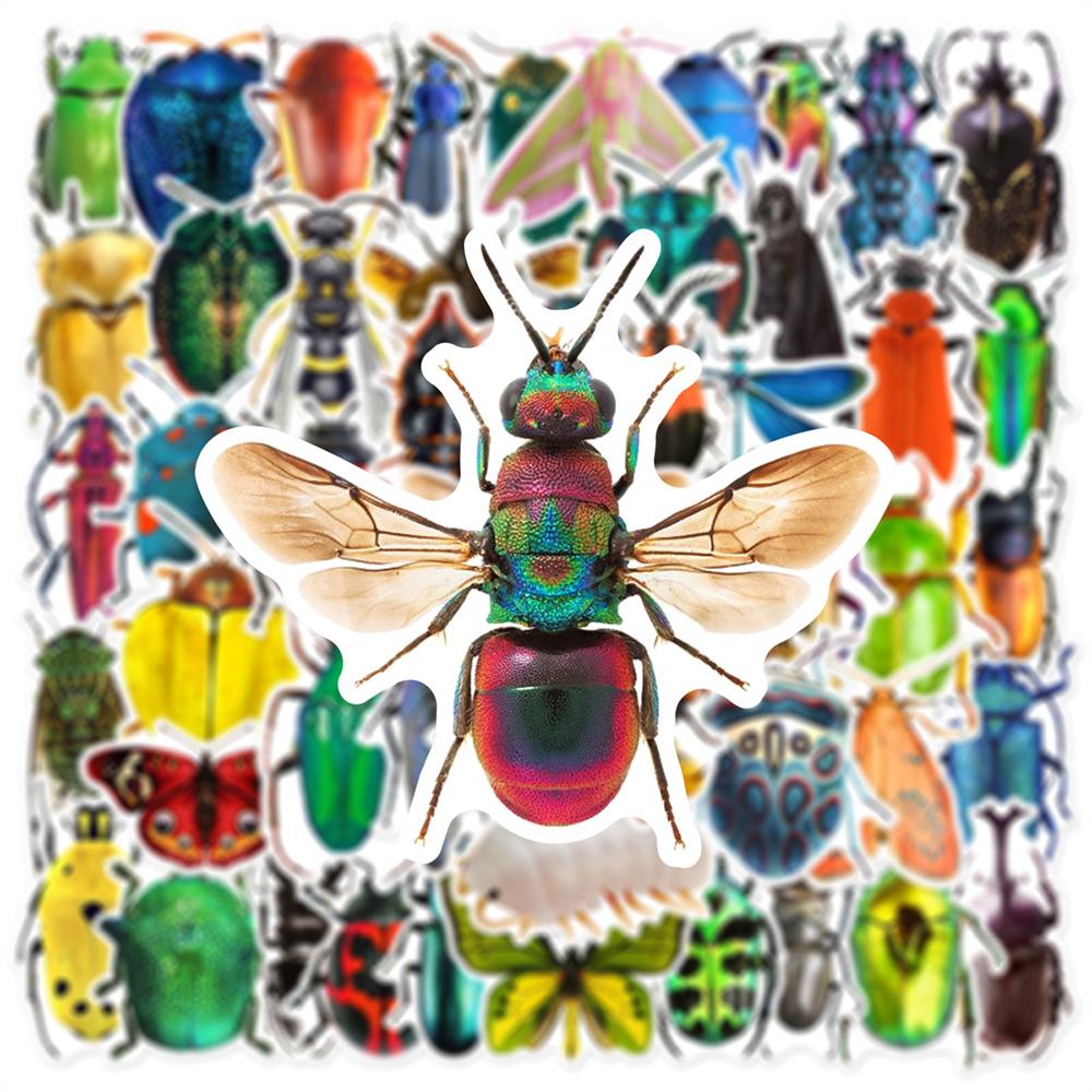 10/30/50pcs Realistic Insect Cartoon Stickers Beetle Decals DIY Stationery Laptop Phone Cases Retro Graffiti Sticker