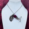 Faceted Kashmir Ruby Pendant Fish Pendant Copper Wire Wrapped Gemstone Jewelry