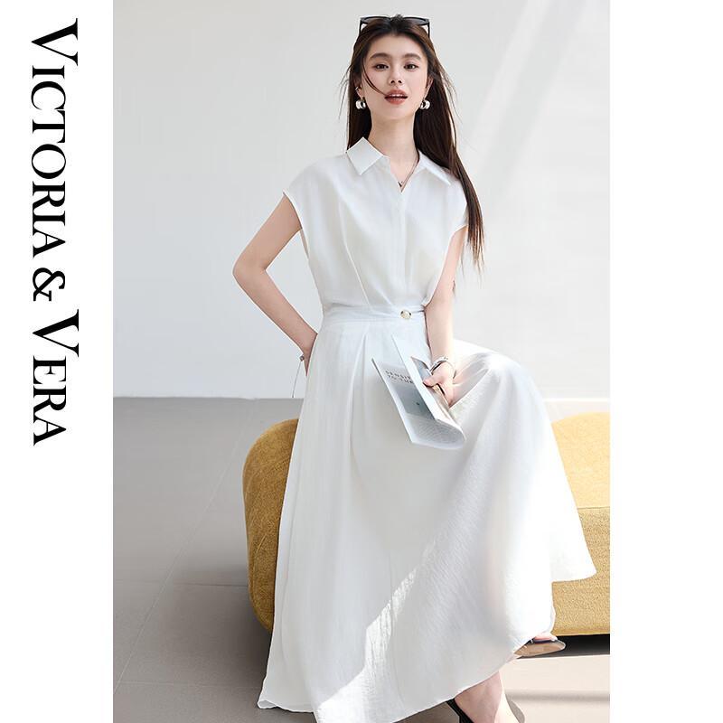 VICTORIA&VERA Women's Short Sleeve Polo Collar Midi Dress