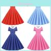 Abito midi vintage a pois con dettagli a contrasto per donna casual