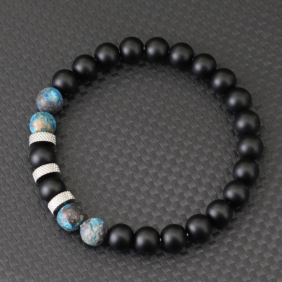 New Fashion Men Bracelet Beaded 8mm Onyx Tiger Eyes Lava Rock Stone Braslet Meditation Yoga Casual Wrap Braclet Pulsera Hombre