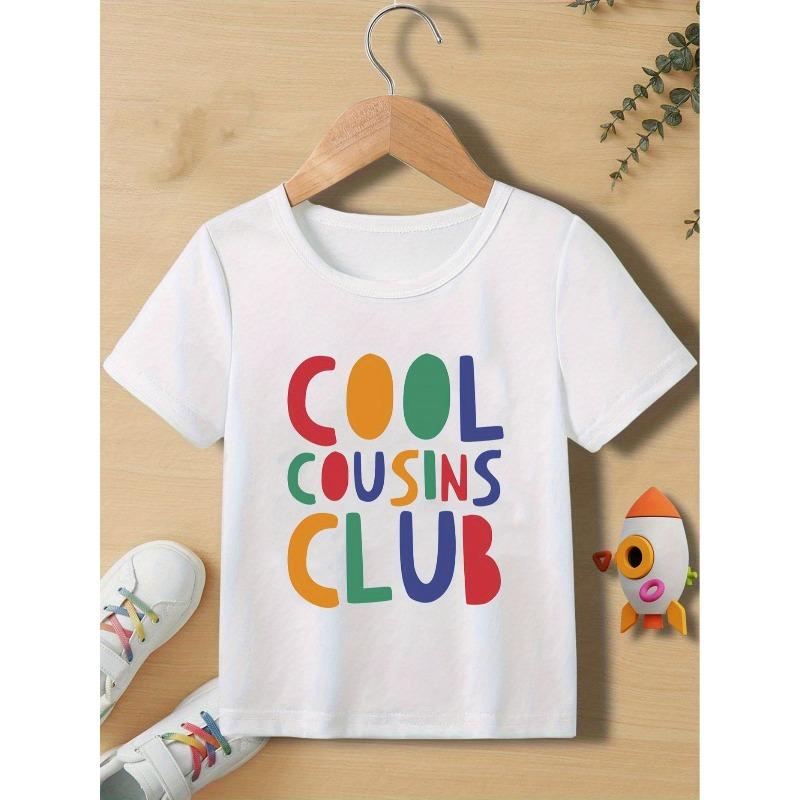 European sizes 1pc of a Trendy White T-Shirt for Kids Featuring The Cool Cousins Club Print. And Offers a Regular Fit for Both Boys And Girls 110 белый