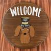 Dachshund Seasonal Welcome Sign For Front Door Rustic Round Wood Wreaths Sausage Dog Wall Hanging Home Decor Easy Install