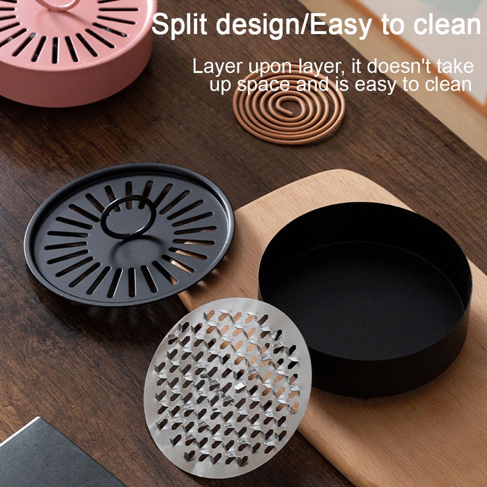 Portable Mosquito Coils Holder Large Metal Repellent Burner Incense Rack Cover With Tray Box Mo W9S9