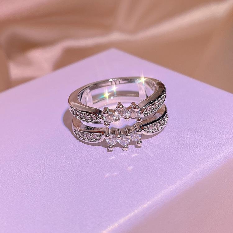 Double-Layer Pattern Elegant Versatile Geometric Women'S Ring Exaggerated Women'S Ring Index Finger