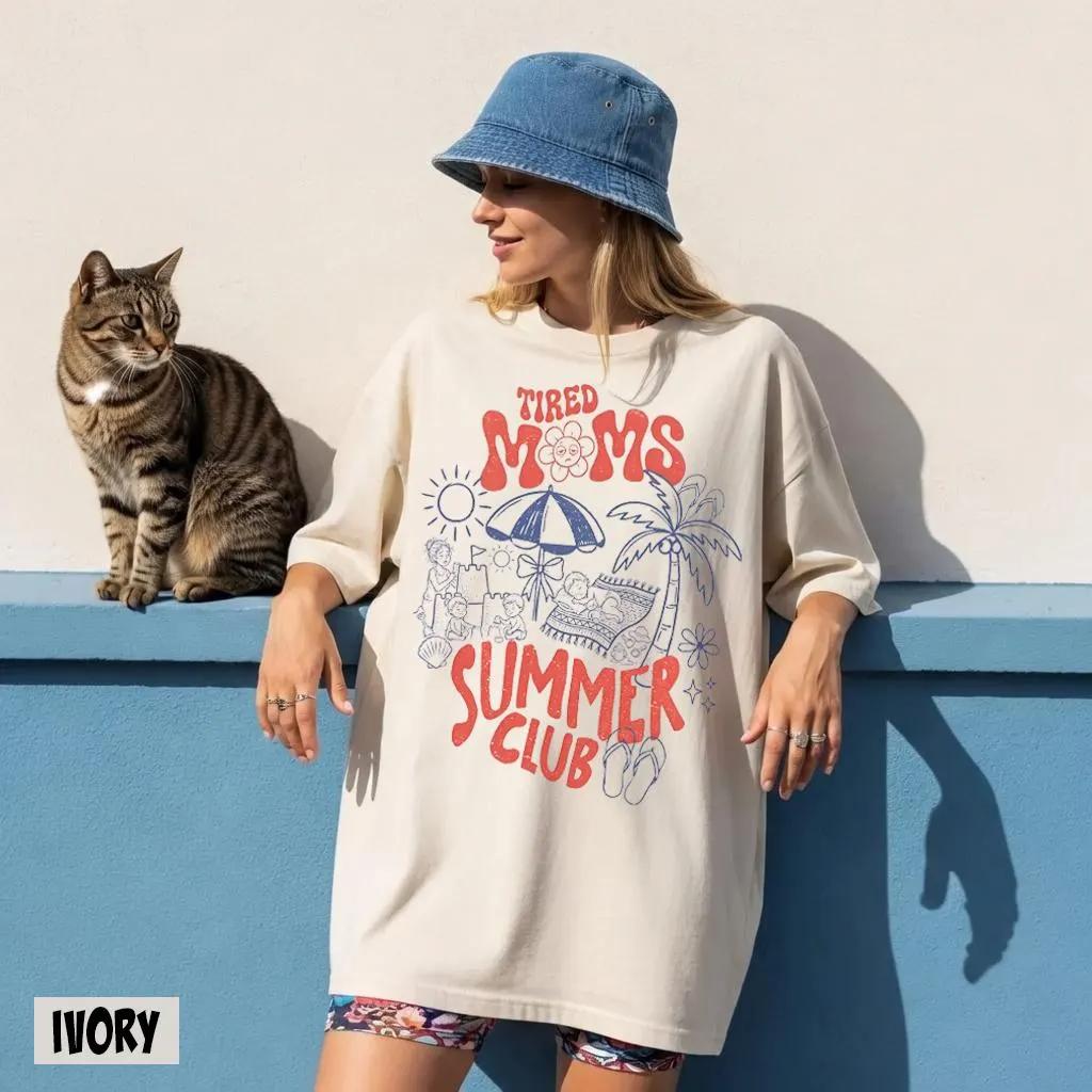 Tired Moms Summer Club Shirt  Vacation Mom Shirttrendy Summer Teemom Life Shirttired Mama Club