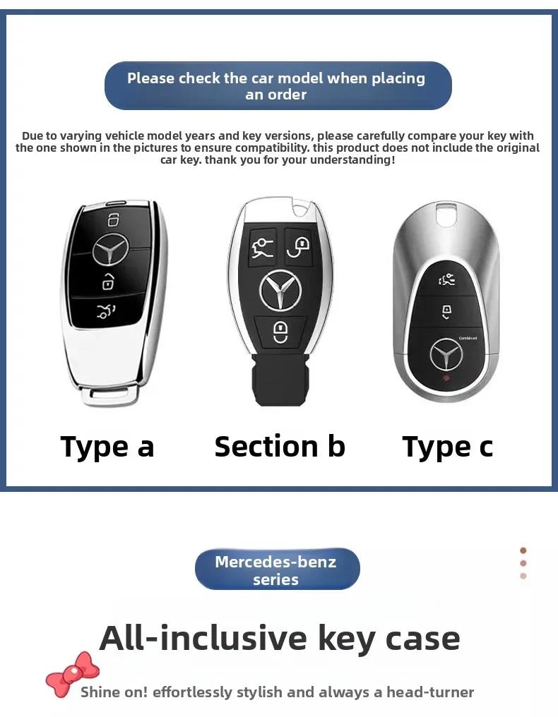 RPO5   Car Key Case Cover for Mercedes Benz 2022 C S Class W206 W223 S350 C260 C300 S400 S450 S500 Key Shell Protector