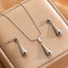 Stainless Steel Water Drop Pendant Necklace Women Minimalist Elegant Chain Jewelry Set With Earrings