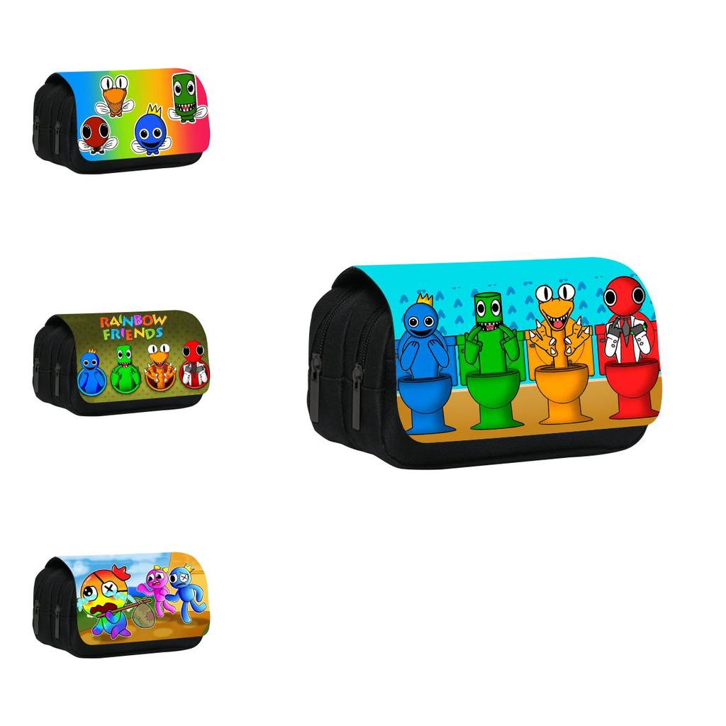 Rainbow Friends Double Layer Pencil Case With Large Capacity For Students And Kids