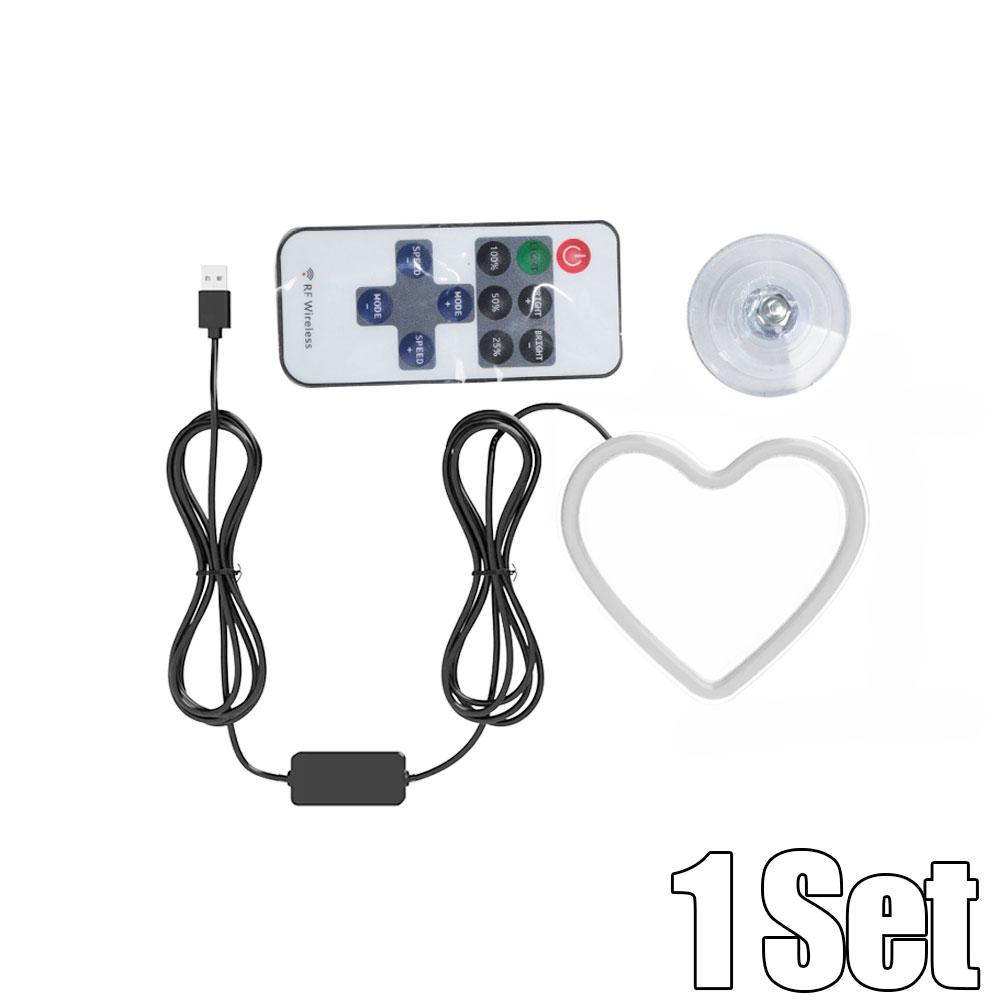 Car Window LED Lights Glowing Heart Atmosphere Lamp USB Wiring Car Modification Neon Car Interior Decoration Lights Strip