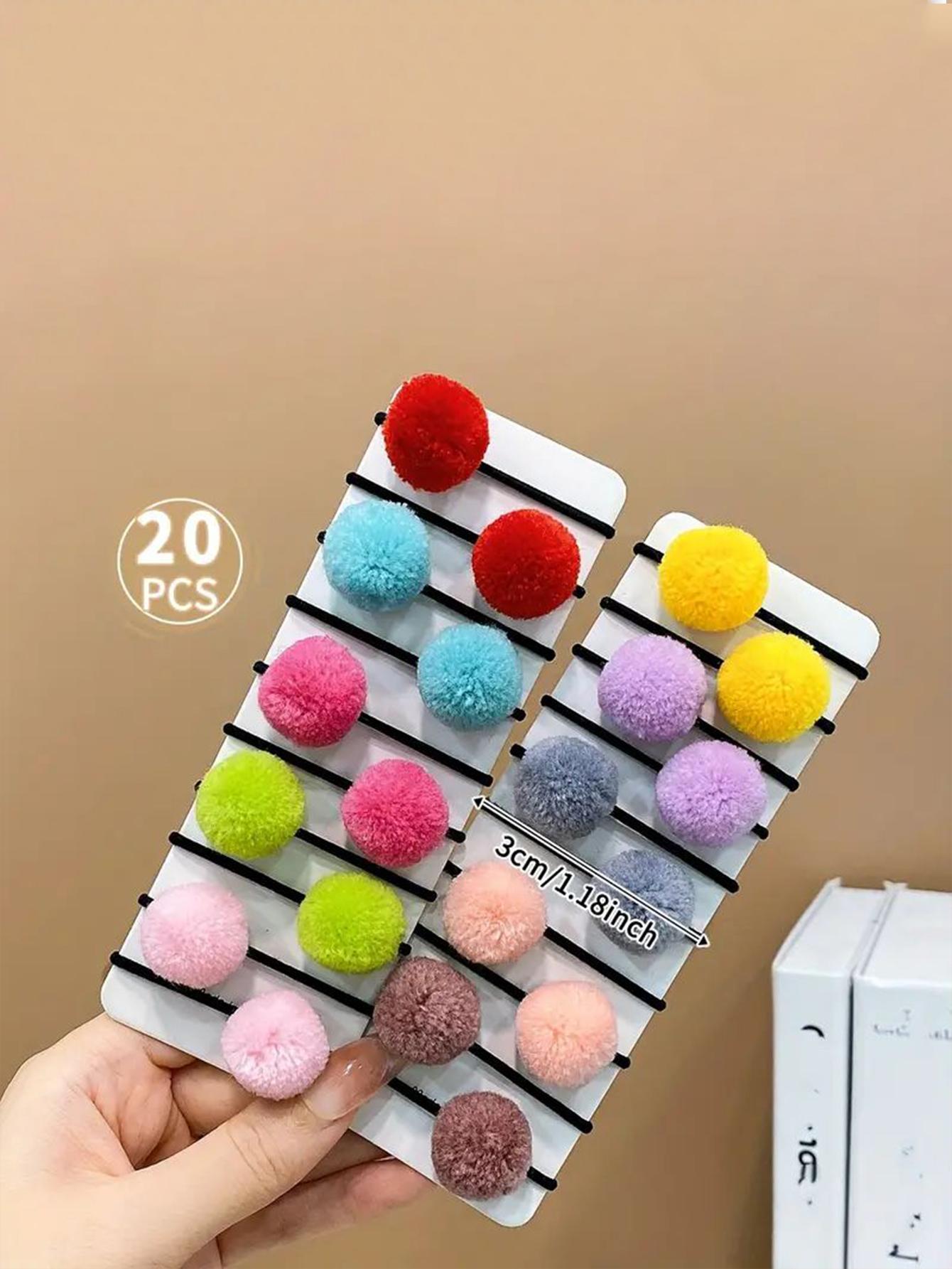 

20pcs Colorful Cute Fur Ball Elastic Hair Ties Little Ball Hair Ties Hair Bands Headwear Outdoor Decorative Hair Accessories For