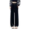 DAYCLOSET Velvet Straight Elastic Loose Pants 592 Wide-leg Pants, Women's, Fit, Waist, Fit, Lightweight, Spring/Autumn/Winter, (JP, Alphabet, XL,
