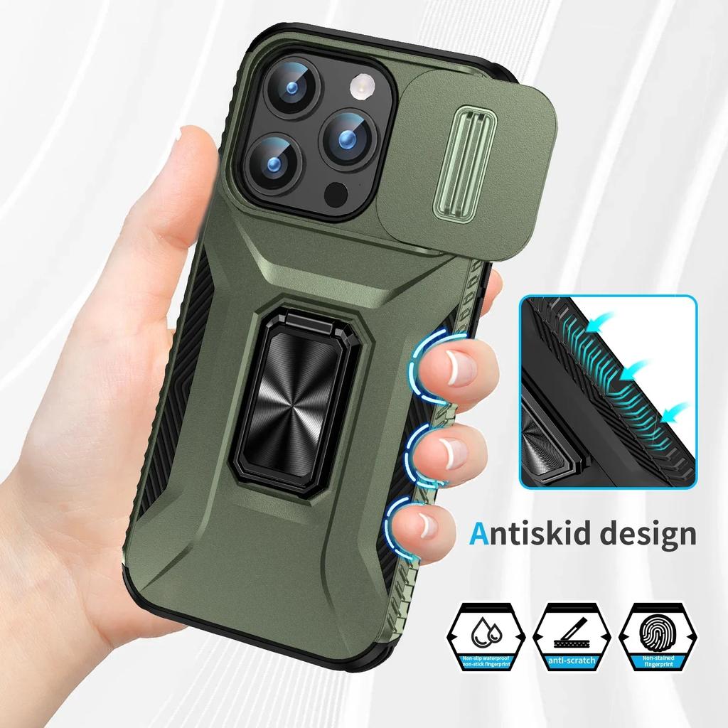 Coque Hybride Robuste Armor pour IPhone 16 Pro Max 15 11 12 13 14 Xs XR 8 7 Plus SE 2022 Fenêtre Coulissante Poussante Coque Otter Boîte Support Housse de Protection