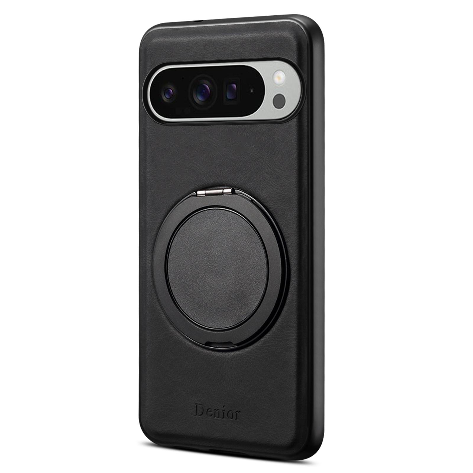 

DENIOR A14 Для Google Pixel 9 Pro XL Магнітний чохол Поворотна підставка Шкіряний PC TPU Чохол для телефону Black