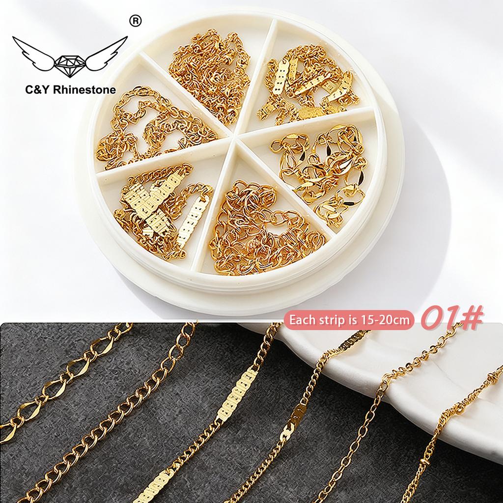 CY French Metal Chains Nail Charm DIY Nail Art Decorations Manicure Tools for Nail Design