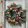 Artificial Wreath Peony Rose Garland with Leaves Vine Spring Summer Front Door Hanging Wreath for Farmhouse Office Home Wedding