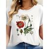 European Sizes Elegant Art Pattern Printed Women'S T-Shirt Casual Style, Spring/Summer Season