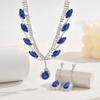 Crystal Necklace Earrings for Women Water Drop Pendant Wedding Bride Jewelry Accessories
