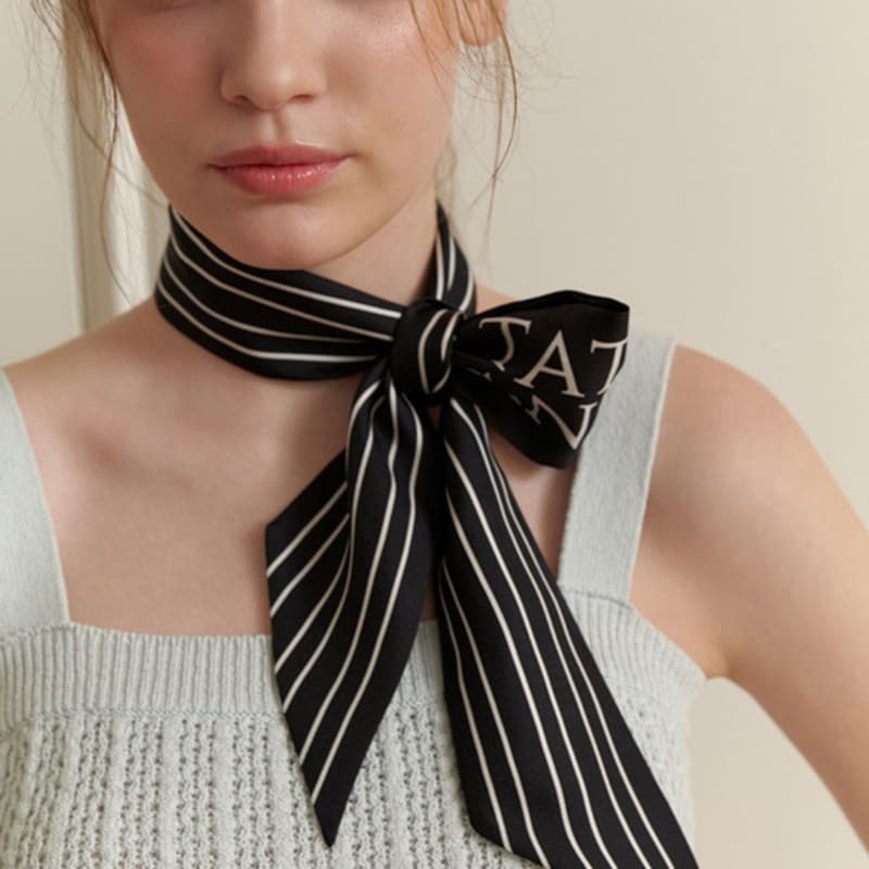 Tatiana Lettering Striped Twilly Silk Scarf SF2901