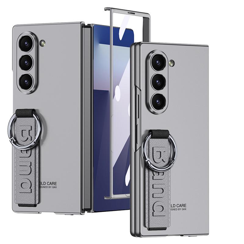 

For Samsung Z Fold 7 Case Leather Band Finger Ring Buckle Screen Protector Tempered Glass Film Cover PC&Galaxy Z Fold7