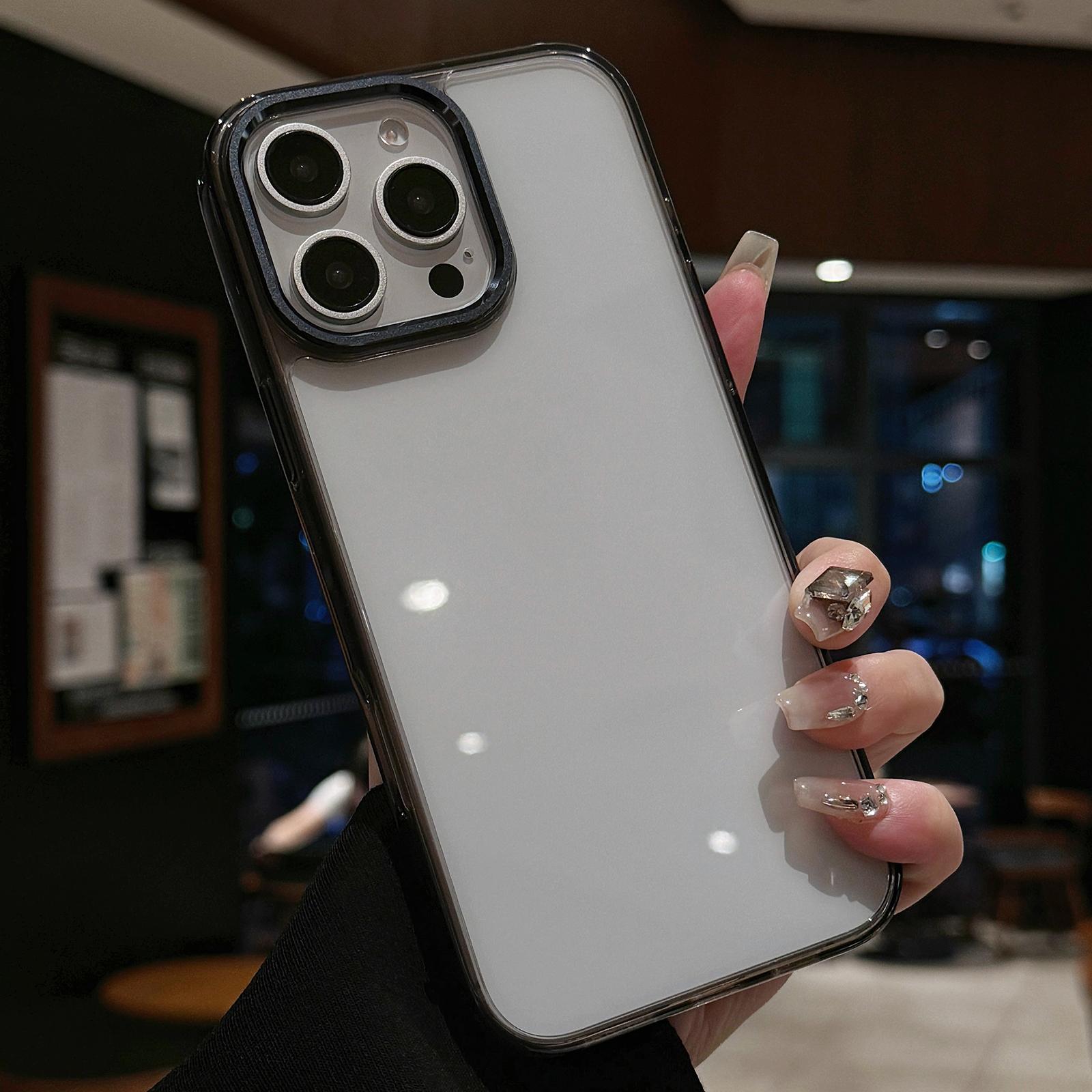 

For iPhone 16 Pro Max Case TPU+Tempered Glass Clear Phone Cover Transparent Grey