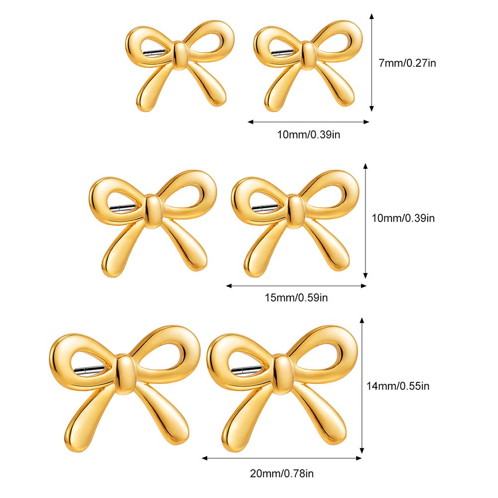 

3pair/set Small Tiny Bow Earrings for Women Stackable Cartilage Multiple Piercing Ribbon Metal Stud Earring Fashion Zircon