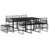 VidaXL 11 Pcs Garden Dining Set Black Woven Resin, Outdoor Dining Set, Dining Room Furniture 3295044