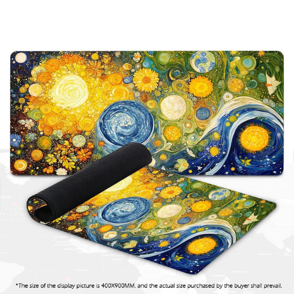 Vintage Sailboat Wave XXL Gaming Mouse Pad Non-Slip Rubber Overlocked Deskmat Starry Night Anime Ocean Keyboard Game Table Mats