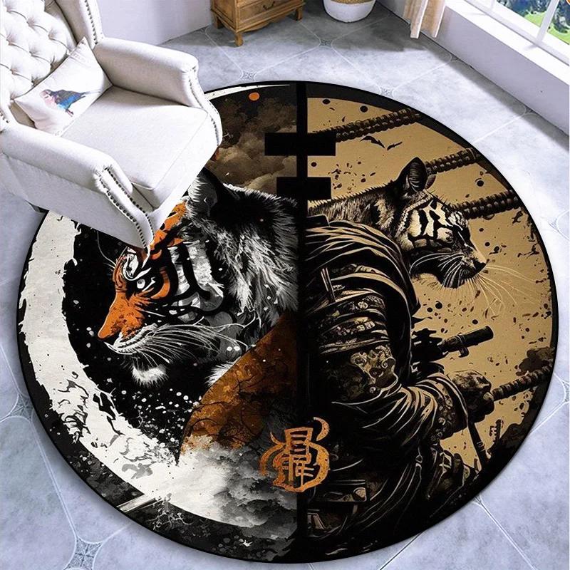 Large Round Carpet Rug Living Room Bedroom Decoration Anti Slip Tree of Life Mat Dragon Lion Tiger Yin Yang Tai Chi Carpet Rugs