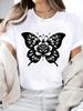 (Asian Size) Watercolor Flower Trend 90s Print Short Sleeve T-shirts Fashion O-neck Female Casual Women's Top T Clothing  Graphic Tee