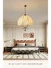 Retro American Wabi-Sabi Chandelier: French Vintage Wood & Fabric Lighting for Bar, Bedroom, or Closet