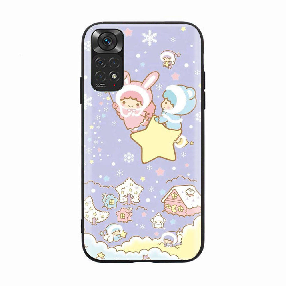 Black Case for Samsung Note 20 Lite S24 Ultra S23 A03 A05 A06 A11 A71 A15 A16 A13 A24 A25 A33 A52 A53 A50 M55 M35 Plus H-33 Little Twin Stars