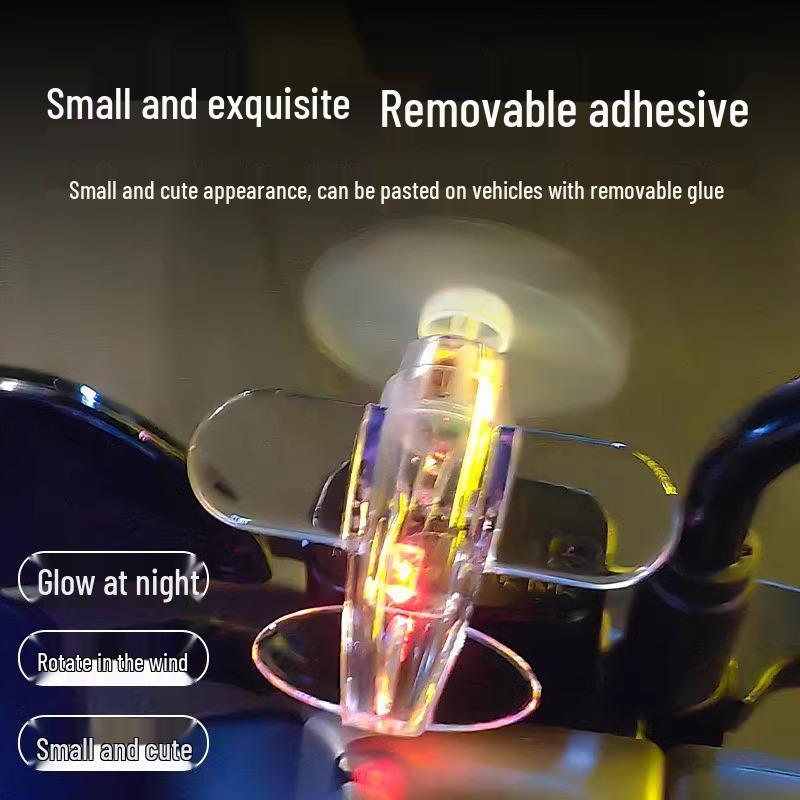 Wind-Powered LED Color Light Airplane Ornament for Cars and Motorcycles
