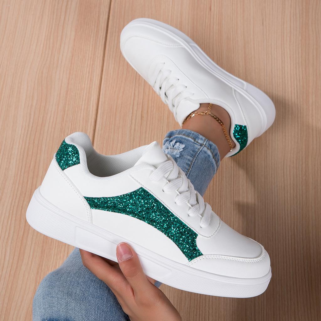 Fashion Fashion Versatile Woman Shoes 2025 Spring New Women's Sequined Sneaker Anti Slip Round Toe Flat Shoes Simple Women Casual Shoe
