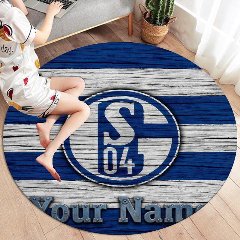 FC Schalke 04 Custom Name Round Area Rug,Carpet Rug for Living Room Bedroom Sofa Playroom Decor,Non-slip Floor Mat