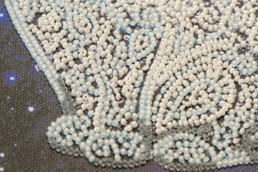 Midi Set for Embroidery with Beads On Natural Artistic Canvas Abris Art Cat Family