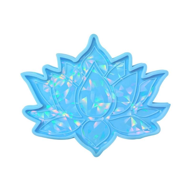 

Голографическая форма для подставки Lotus, силиконовая форма для подставки под чашку, коврик для эпоксидной смолы, форма для литья подставки из смолы, домашний декор синий