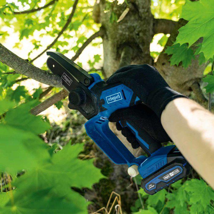 Pack Scie de jardin sans fil C-PS100-X - Longueur coupe 127 mm - SCHEPPACH 20V IXES 2 batteries 2Ah + chargeur 2.4A