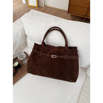 Fashion Retro Velvet Matte Large-capacity Handbag Women's 2025 Autumn and Winter New Simple Casual Big Bag