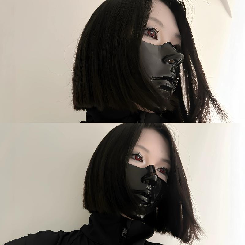 Kreativní Punková Poloviční Maska Halloweenská Rekvizita Maska Doplňky Cosplay Párty Karneval Maškarní Oblečení Rekvizity Bílá Černá Maska