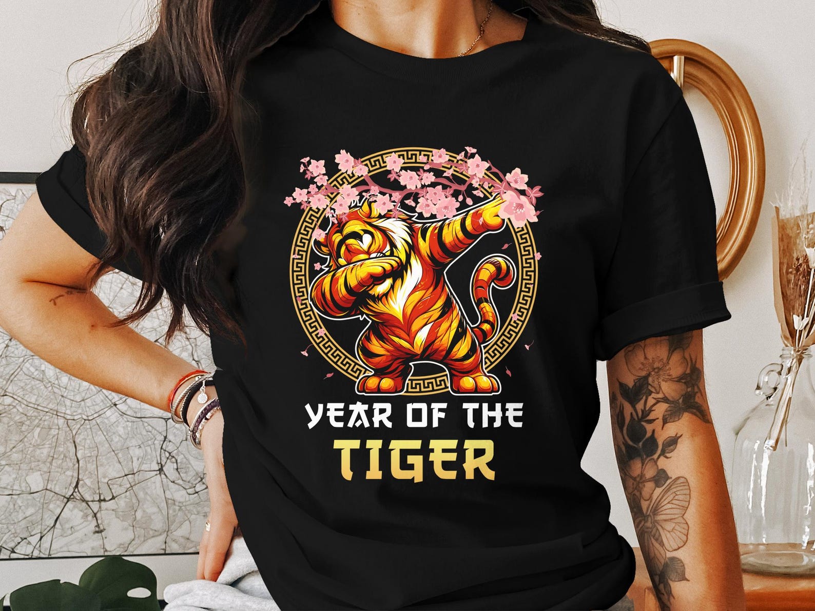 Chinese New Year Tiger Shirt, Year of the Tiger Graphic Tee, Lunar New Year Zodiac Shirt, Tiger Design T-Shirt 4XL