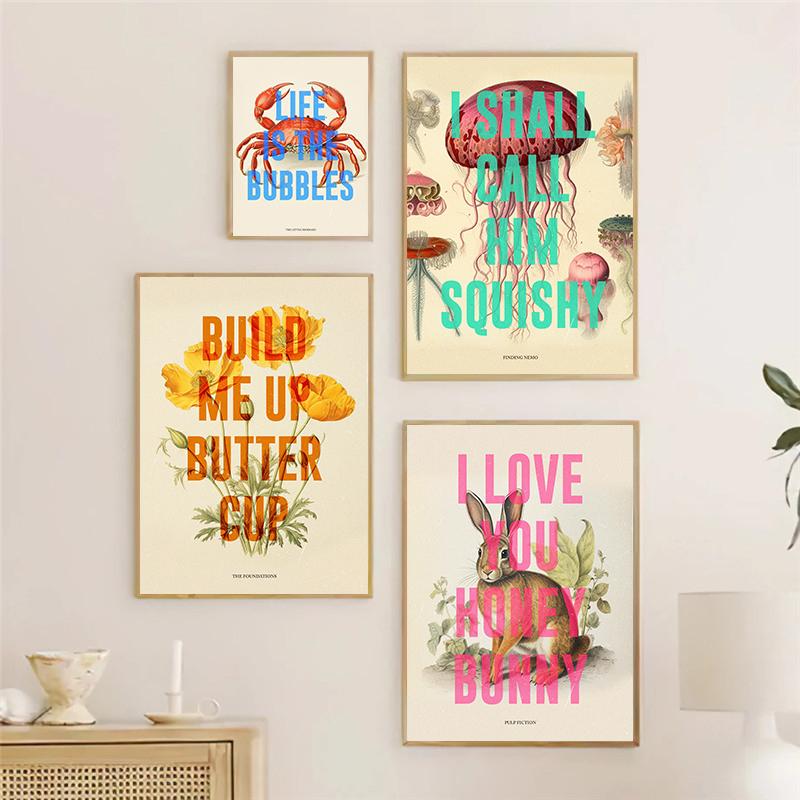 Vintage Botanical Film Quote Posters Labyrinth Retro Animal Motivate Prints Canvas Painting Wall Picture Home Living Room Decor