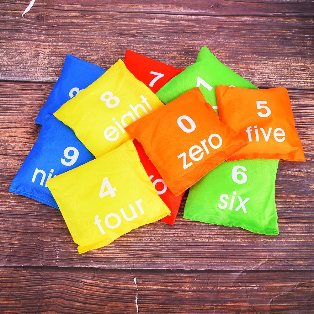 10 Pcs Kids Children Early Education Numbers Toy Bag Colors Sandbag Throwing Sports Game Prop
