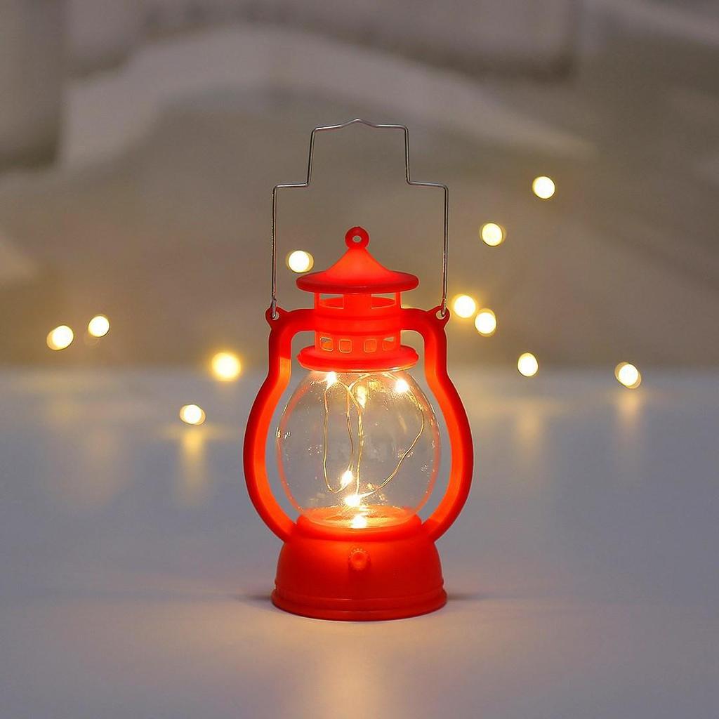 Decor Lanternă LED de Crăciun Lanternă Crăciun Vintage Castel Agățat Lumină LED Retro Suport Lumânare Lanternă lampă suspendată